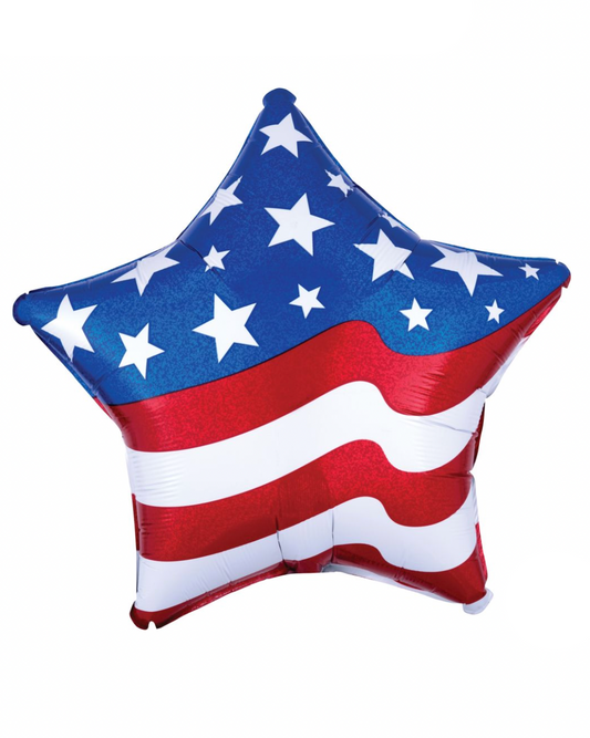 USA Stars And Stripes 18" Star Balloon With Helium