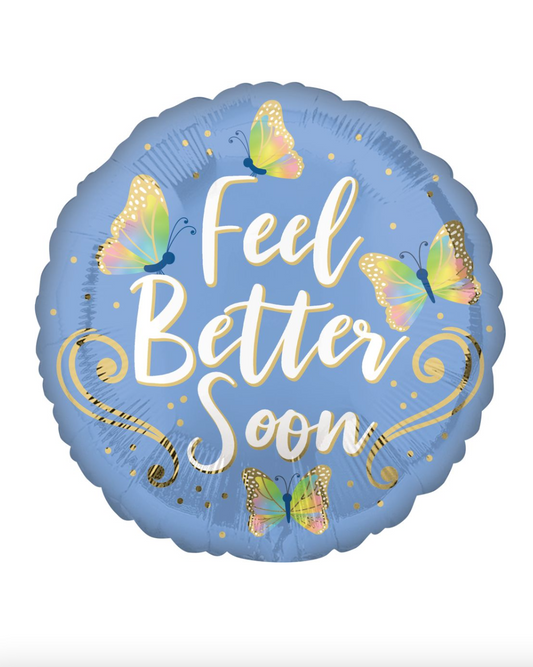 Feel Better Soon Butterflies Get Well 18" Foil Balloon With Helium
