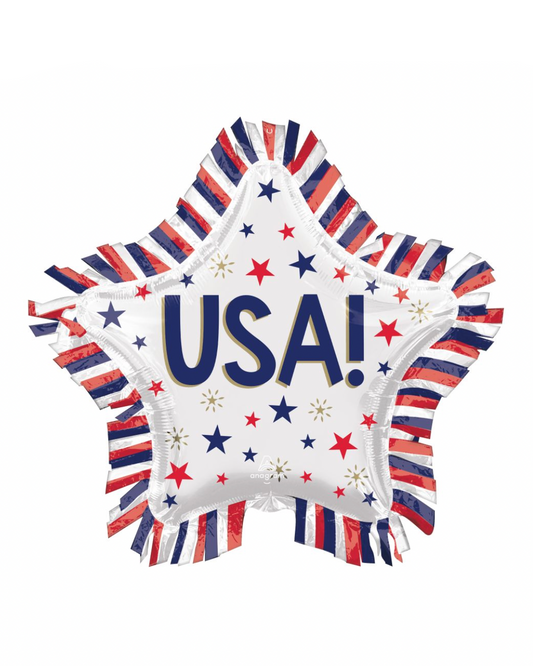 XXL USA Star Fringe Balloon 4th July With Helium
