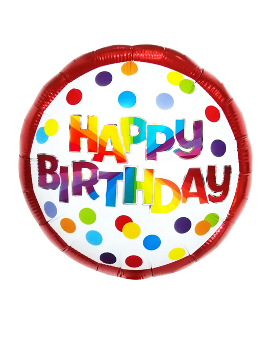 Happy Birthday 18" Red Polka Dots Balloon With Helium