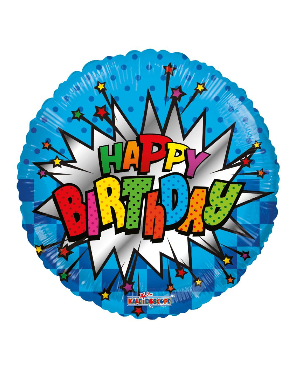Happy Birthday 18" Blue Burst Balloon With Helium