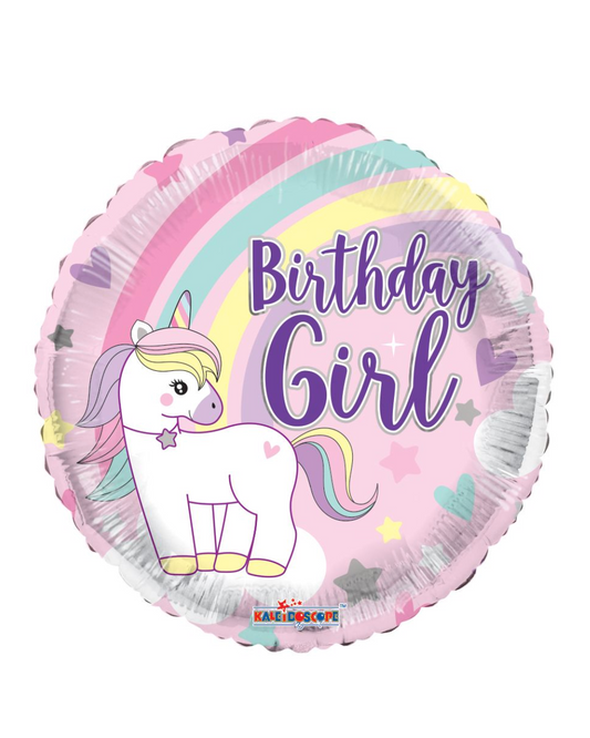 Birthday Girl 18" Unicorn Balloon With Helium