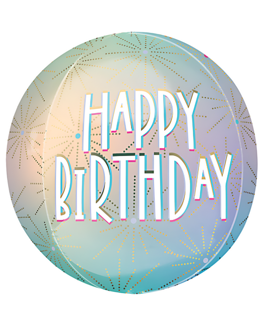 Giant Orbz Happy Birthday 24" Pastel Balloon With Helium