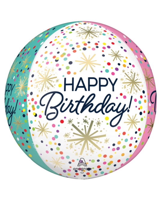 "Happy Birthday" Pink and Purple Balloon 24" With Helium