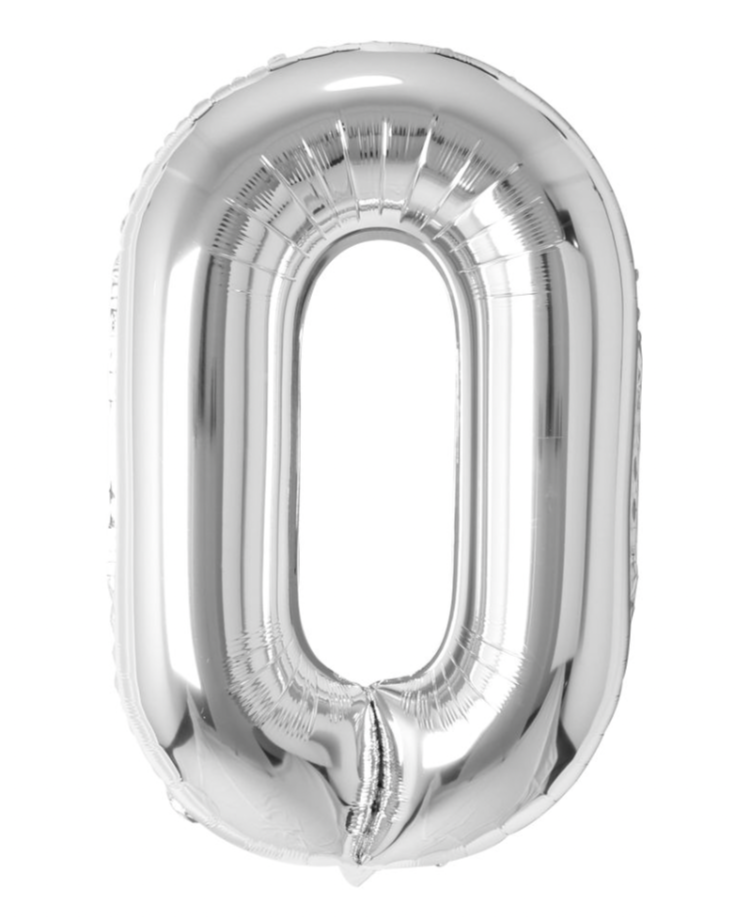 Giant Silver 40" Foil Number Balloon With Helium