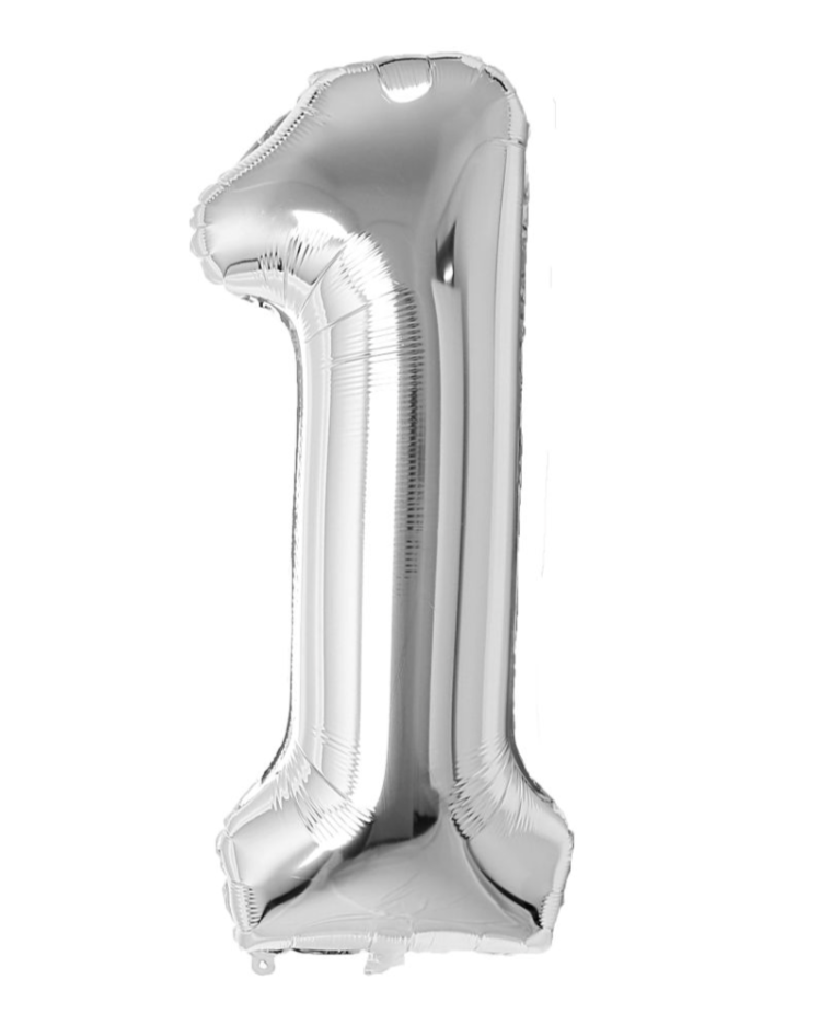 Giant Silver 40" Foil Number Balloon With Helium