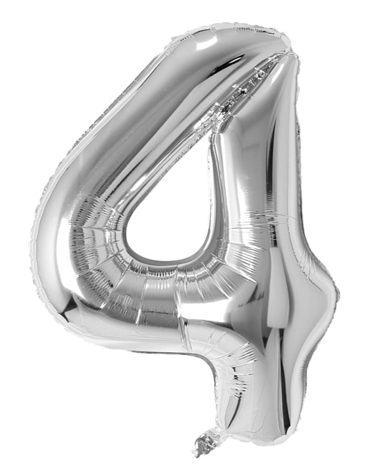 Giant Silver 40" Foil Number Balloon With Helium