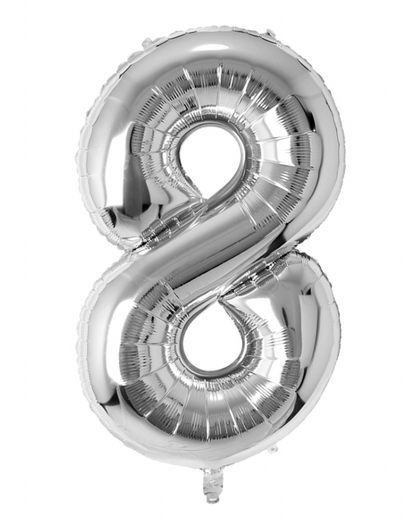 Giant Silver 40" Foil Number Balloon With Helium
