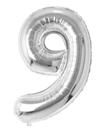 Giant Silver 40" Foil Number Balloon With Helium