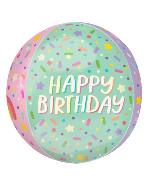 Happy Birthday 24" Globe Pastel Party Foil Balloon With Helium