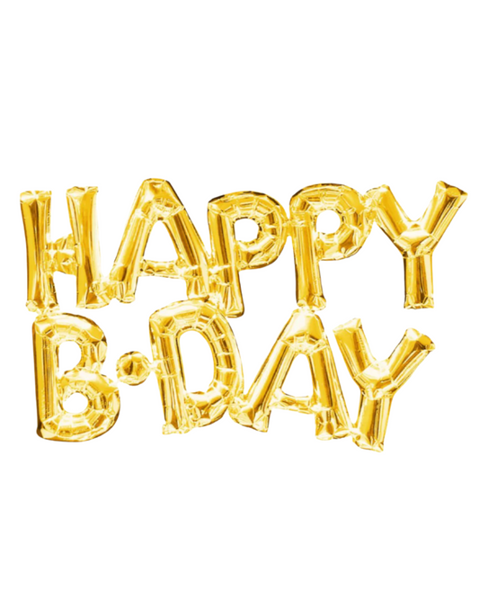 Giant 30'' Gold Happy Bday Banner Balloon With Air