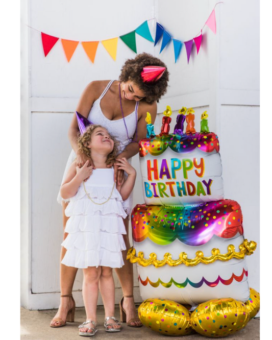 Giant 53" Happy Birthday Cake Freestanding Inflated Airwalker Balloon