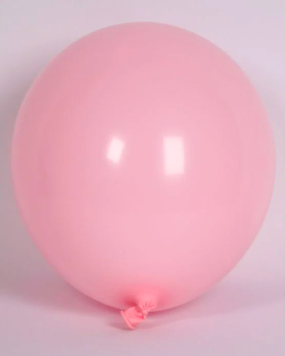 Baby Pink 12" Latex Balloon Inflated With Helium & Ribbon
