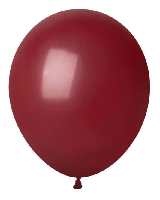 Burgundy 12" Latex Balloon Inflated With Helium & Ribbon