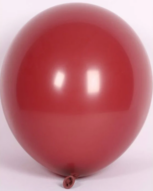 Burgundy 12" Latex Balloon Inflated With Helium & Ribbon