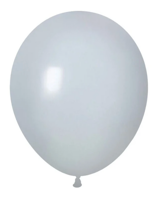 Gray 12" Latex Balloon Inflated With Helium & Ribbon