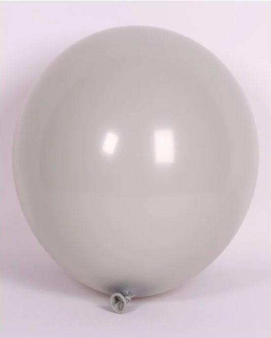 Gray 12" Latex Balloon Inflated With Helium & Ribbon
