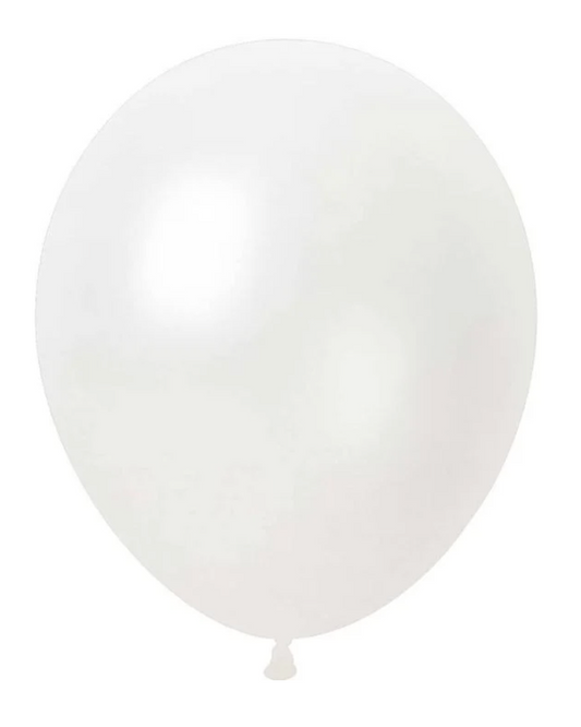 Pearl White 12" Latex Balloon Inflated With Helium & Ribbon