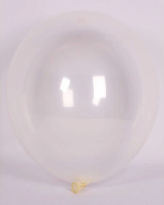 Crystal Clear 12" Latex Balloon Inflated With Helium & Ribbon