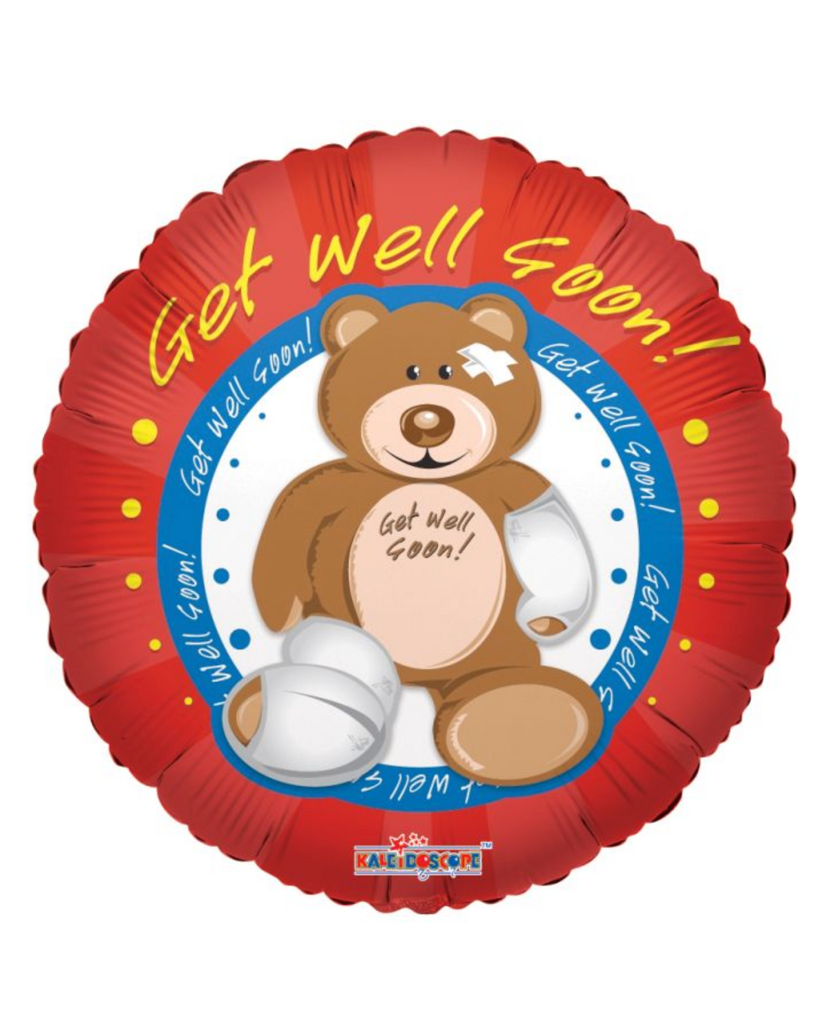 Get Well Soon Teddy Bear 18" Foil Balloon With Helium