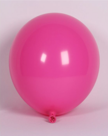 Hot Pink 12" Latex Balloon Inflated With Helium & Ribbon
