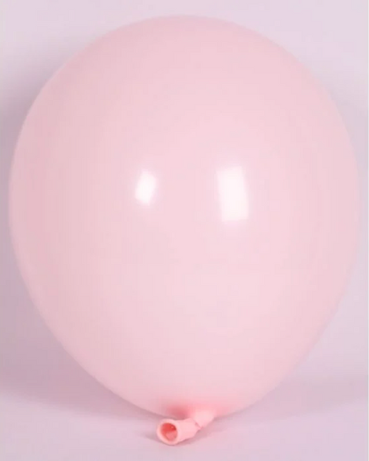 Extra Light Baby Pink 12" Latex Balloon Inflated With Helium & Ribbon