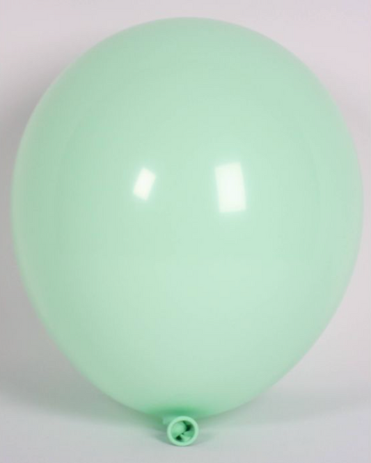 Mint Pastel Green 12" Latex Balloon Inflated With Helium & Ribbon