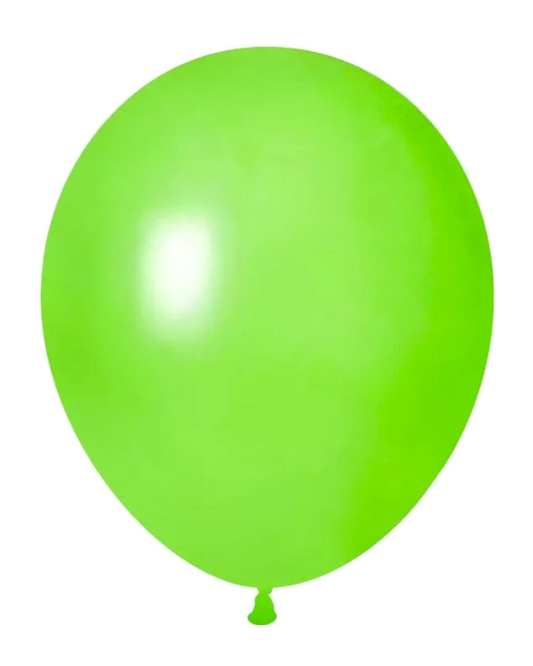 Lime Green 12" Latex Balloon Inflated With Helium & Ribbon