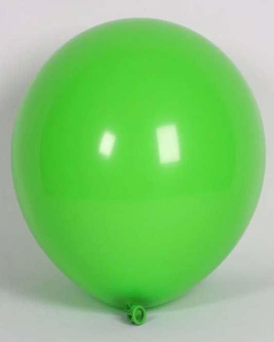 Lime Green 12" Latex Balloon Inflated With Helium & Ribbon