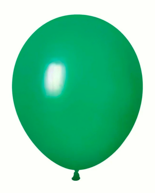 Green 12" Balloon Inflated With Helium & Ribbon