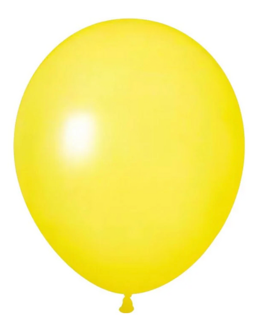Yellow 12" Latex Balloon Inflated With Helium & Ribbon