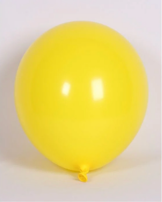Yellow 12" Latex Balloon Inflated With Helium & Ribbon