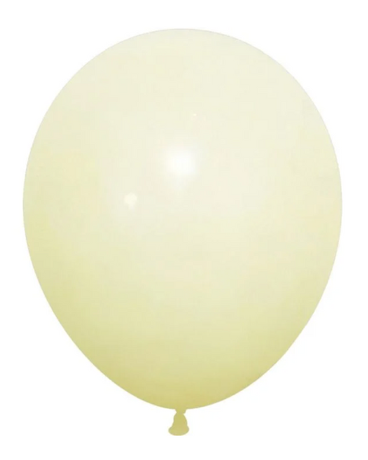 Pastel Yellow 12" Latex Balloon Inflated With Helium & Ribbon