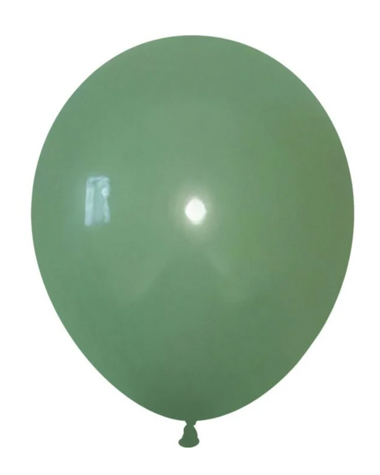 Avocado Green 12" Balloon Inflated With Helium & Ribbon