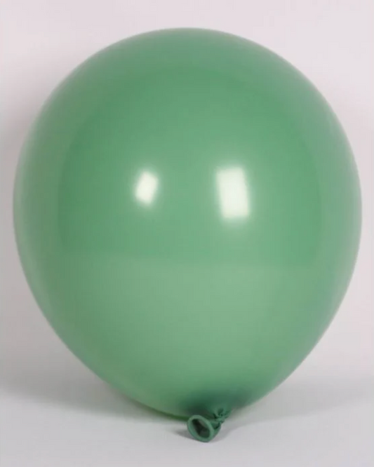 Avocado Green 12" Balloon Inflated With Helium & Ribbon