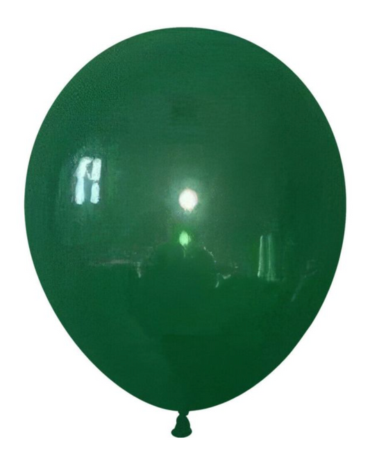 Forest Green 12" Latex Balloon Inflated With Helium & Ribbon