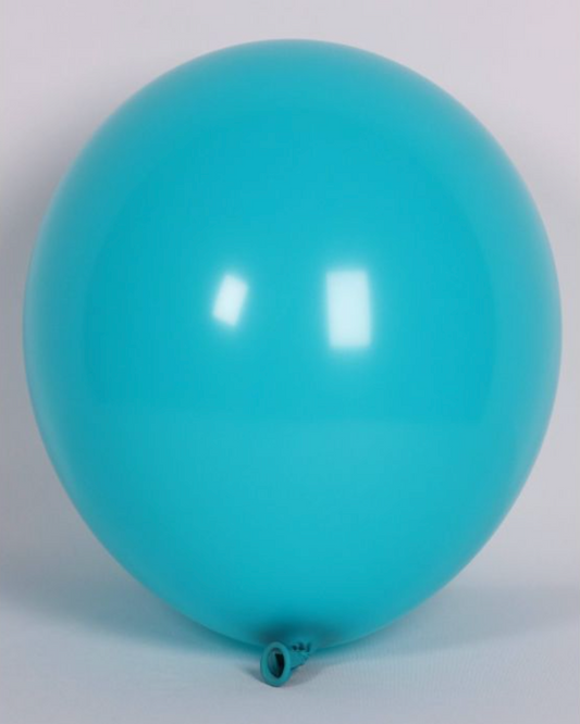 Turquoise 12" Latex Balloon Inflated With Helium & Ribbon