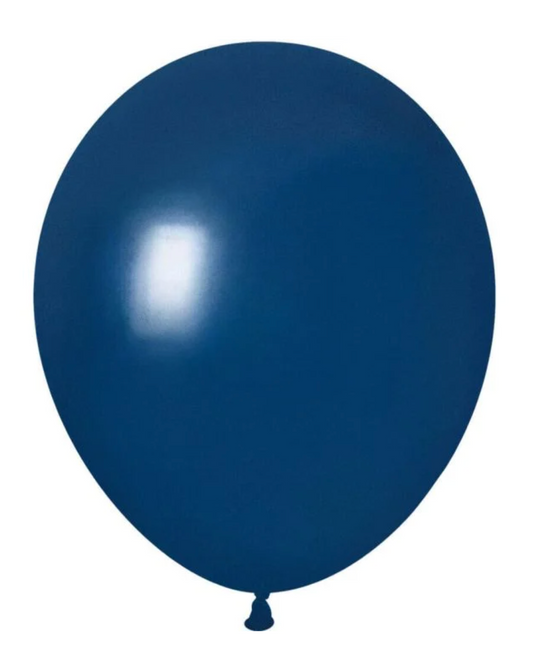 Navy Blue 12" Latex Balloon Inflated With Helium & Ribbon