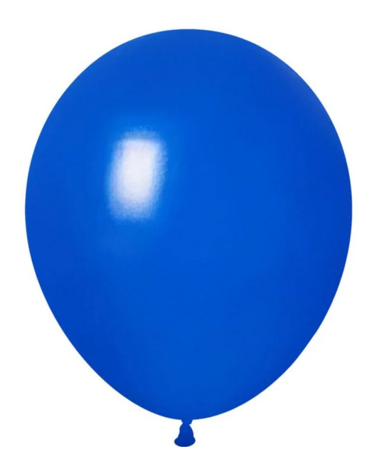 Blue 12" Latex Balloon Inflated With Helium & Ribbon