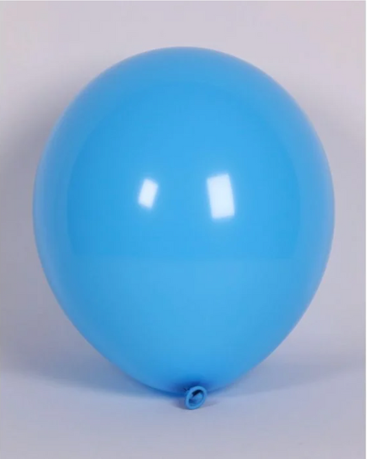 Mid Blue 12" Latex Balloon Inflated With Helium & Ribbon