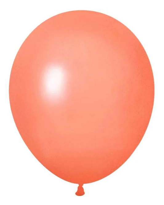 Coral 12" Latex Balloon Inflated With Helium & Ribbon
