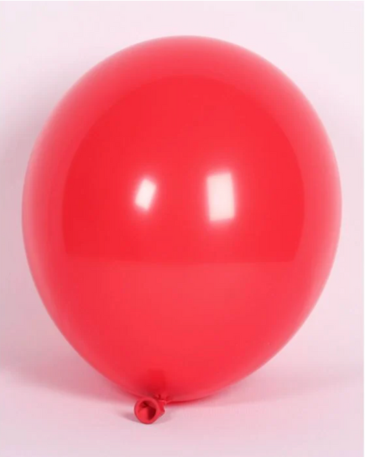 Red 12" Latex Balloon Inflated With Helium & Ribbon