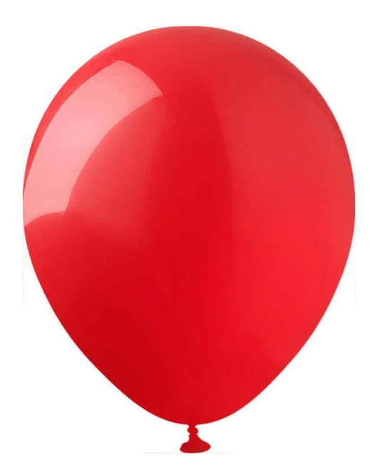Red 12" Latex Balloon Inflated With Helium & Ribbon