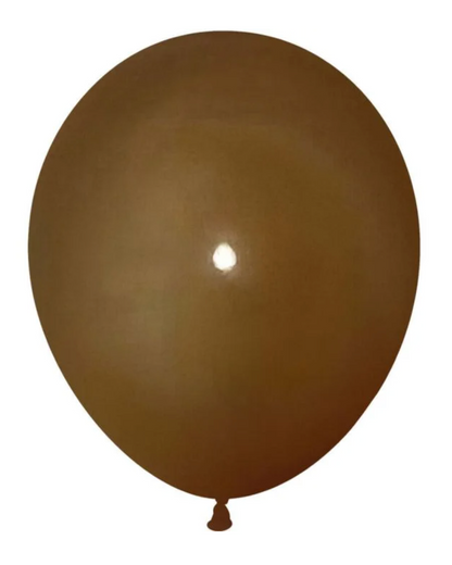 Brown 12" Latex Balloon Inflated With Helium & Ribbon