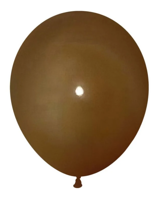 Brown 12" Latex Balloon Inflated With Helium & Ribbon