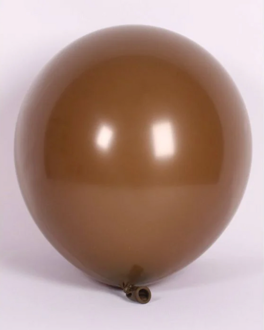 Brown 12" Latex Balloon Inflated With Helium & Ribbon