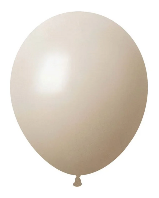 Stone Beige 12" Latex Balloon Inflated With Helium & Ribbon