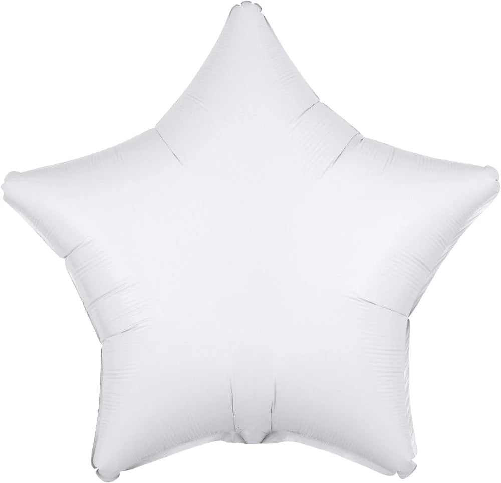 White 18" Star Foil Balloon With Helium