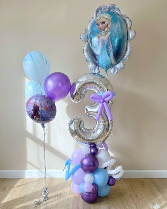 Disney Frozen Happy Birthday Balloon Bouquet And Giant Number Structure With Helium